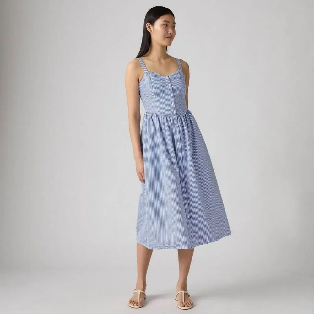 Levi's -  Women's Adore Midi Dress - Chambray Stripe  Chambray Stripe - Picture 3 of 3